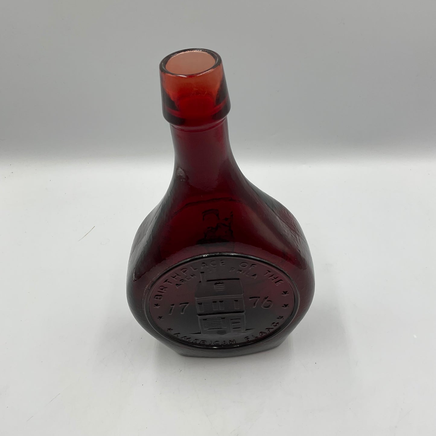 Vintage Wheaton Commemorative Decanter Ruby Red Carnival Glass Bottle