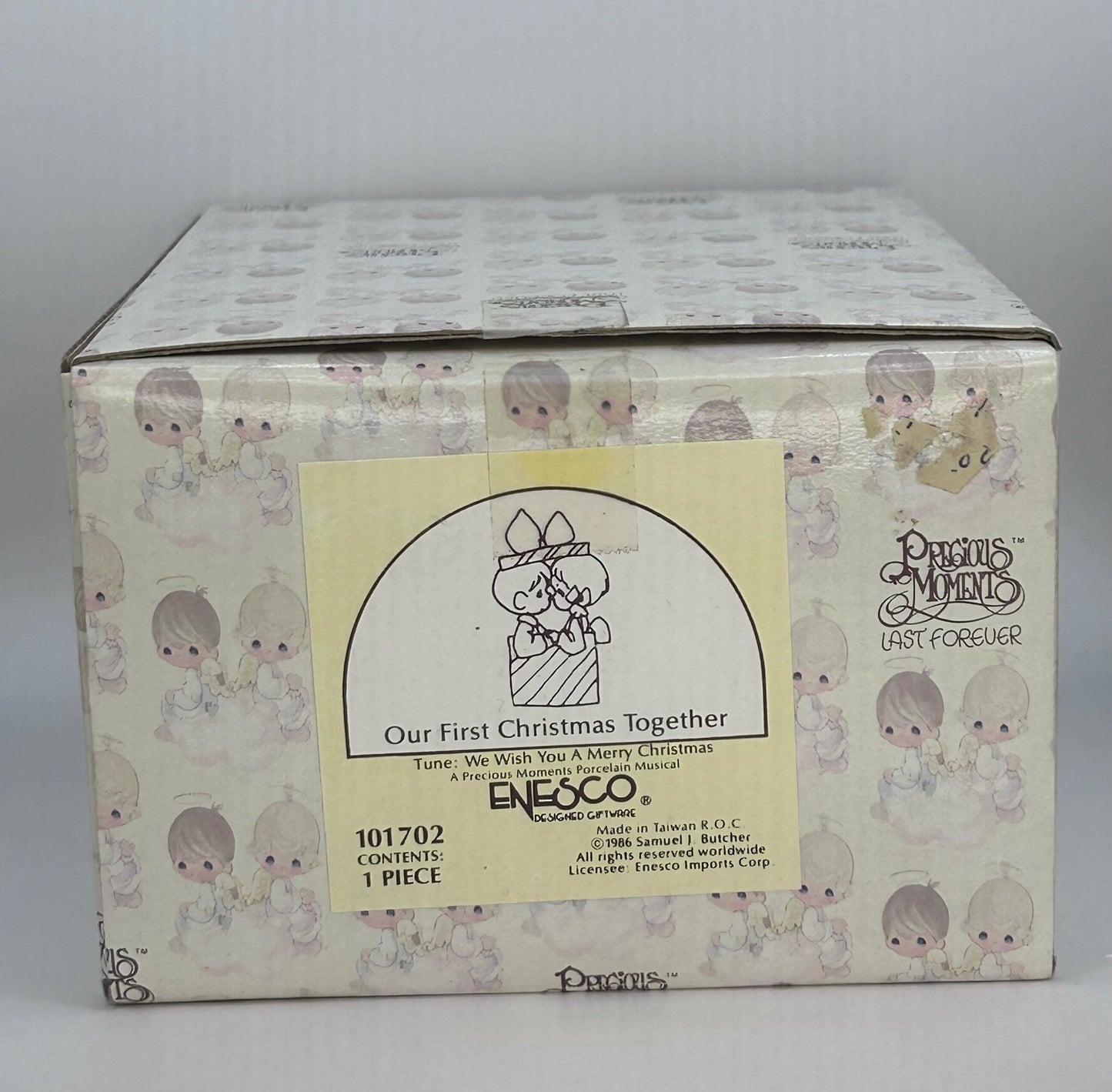 Precious Moments Musical Box Vintage 1986 Our First Christmas Together 'We Wish You a Merry Christmas'
