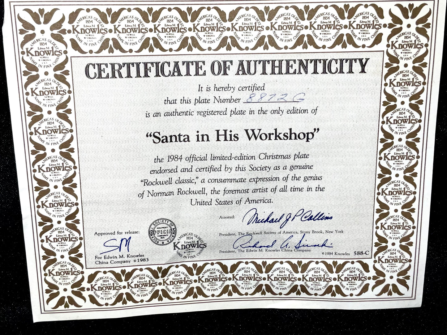 Norman Rockwell Santa in His Workshop Vintage 1984 Limited Edition Collector Plate
