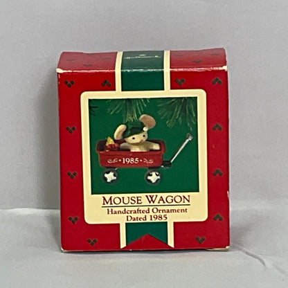 1985 Hallmark Keepsake Ornament Mouse Wagon w/Box