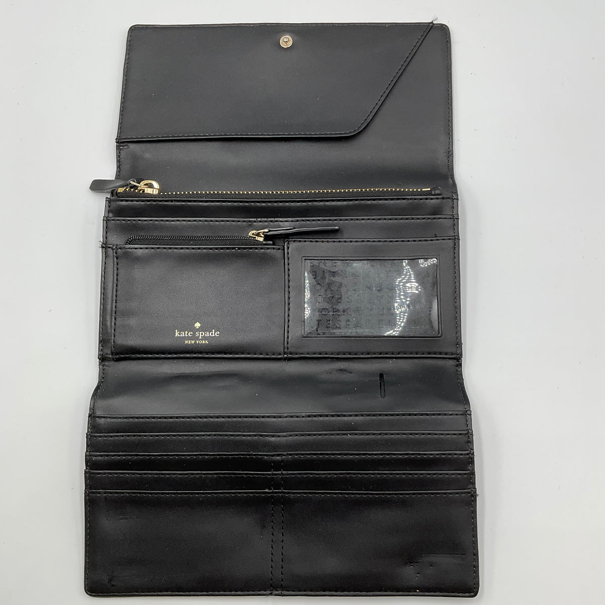 Kate Spade New York Black Lizard Embossed Foldover Clutch Wallet