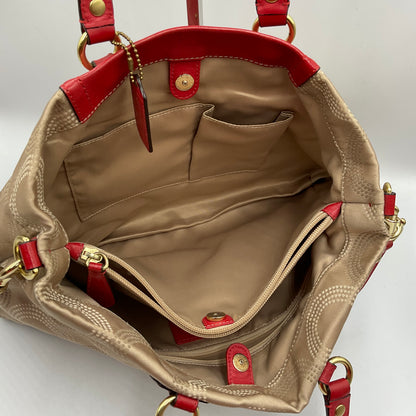 Coach Ashley Dotted Cherry Red and Beige Handbag