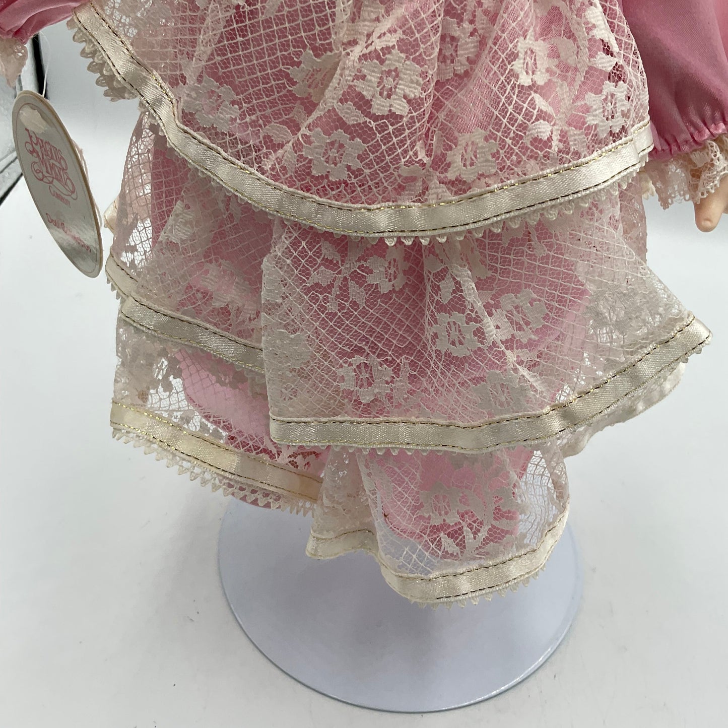 Precious Moments Angel 12 Inch Doll Blonde Curly Hair Pink Lace Dress