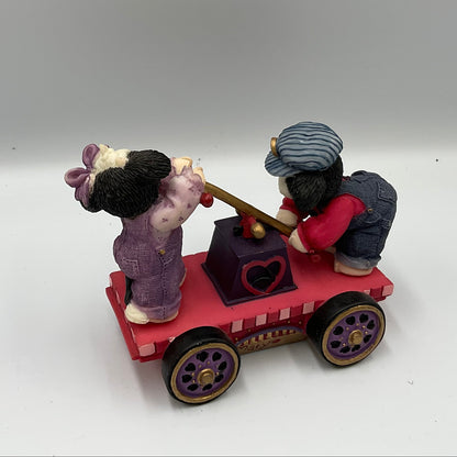 Enesco Mary's Moo Moos Lionel Our Love is On Track Cow Train Figurine #780812