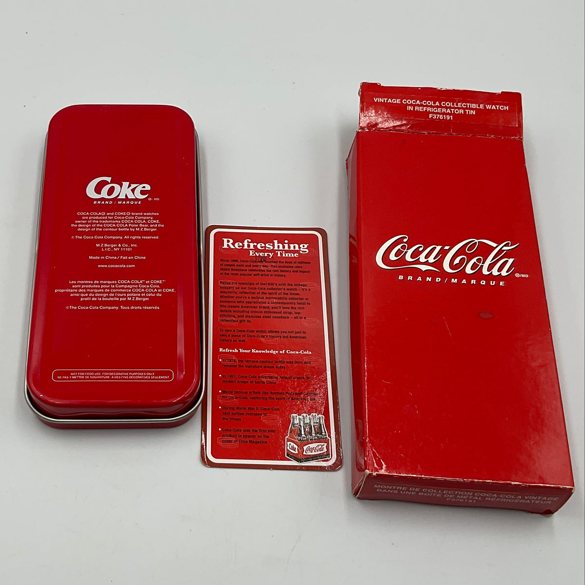 Coca-Cola Wristwatch Refrigerator Shaped Tin Original Box New Battery