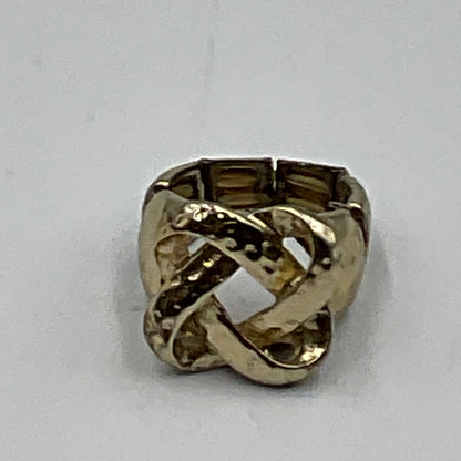 Vintage Gold Tone Sretch Ring Pretzel Design Statement Jewelry