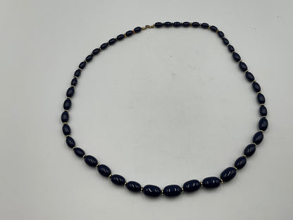 Navy Blue Big Beaded Necklace