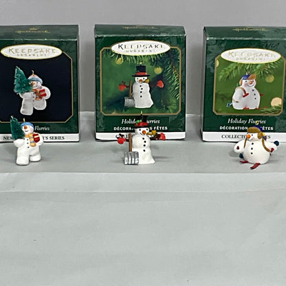 Keepsake Ornament Hallmark "Holiday Flurries" series Complete w/Boxes