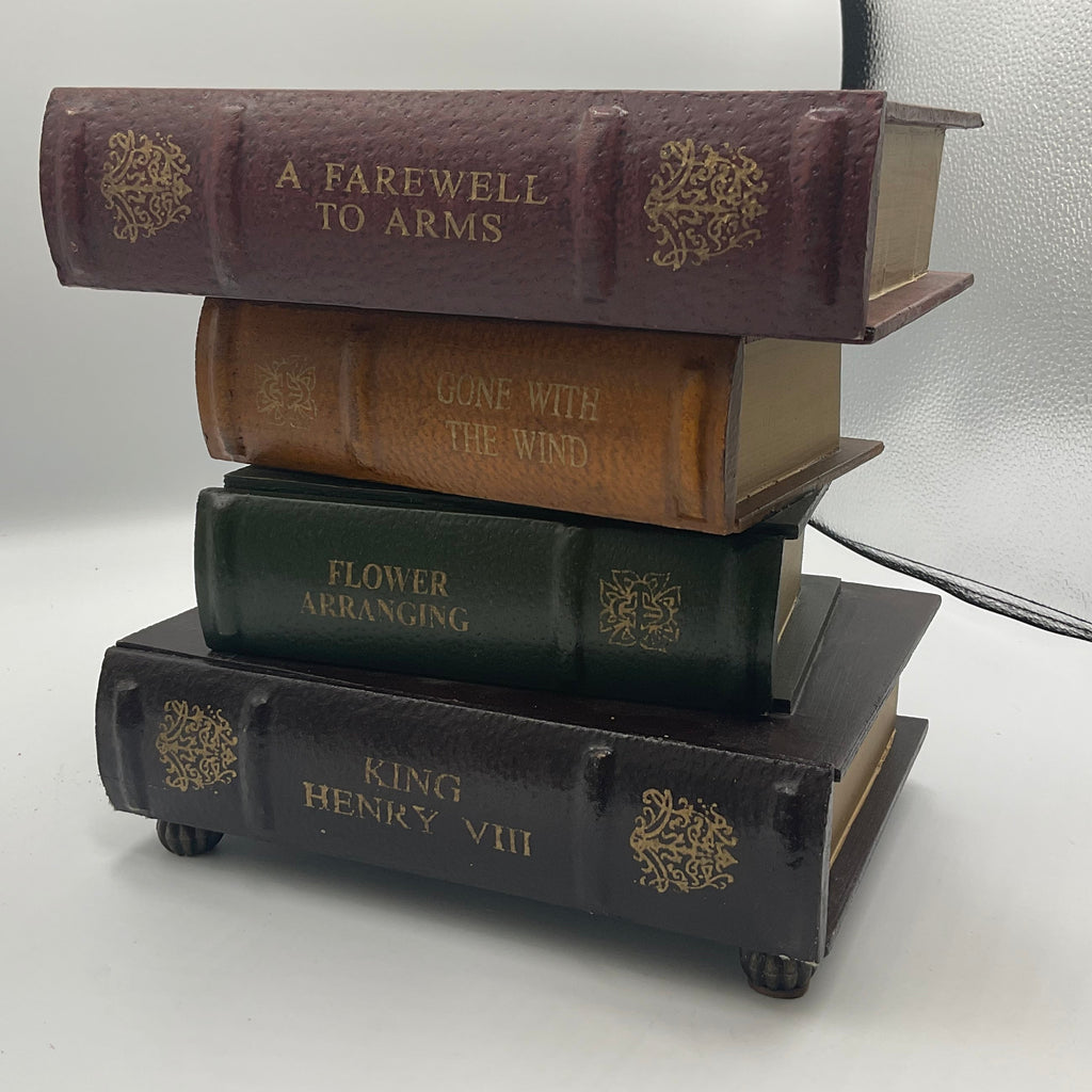 Stacked Faux Books Trinket Box Keepsakes Faux Leather Book Drawers
