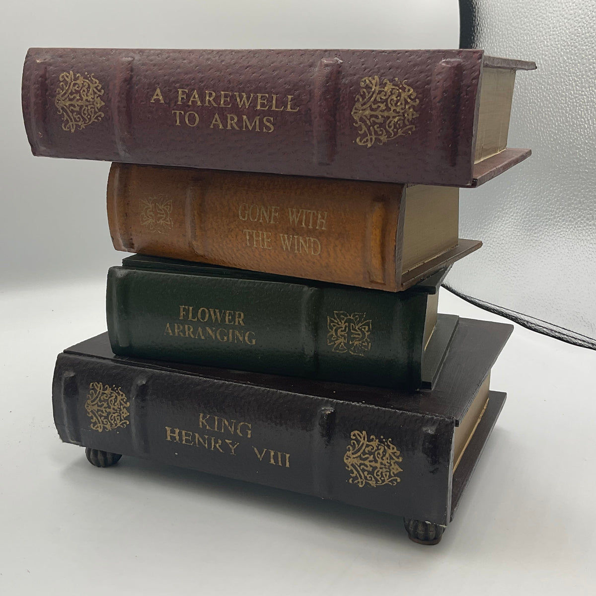 Stacked Faux Books Trinket Box Keepsakes Faux Leather Book Drawers