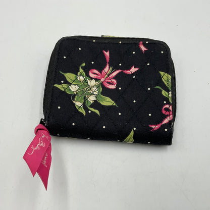 Vera Bradley Quilted Mini Wallet Black with Flowers And Ribbons