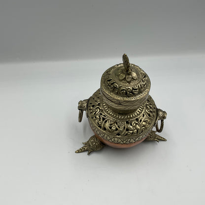 Vintage Footed Incense Burner with dragon style handles
