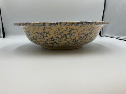Robinson Ransbottom Pottery Company (R.R.P. Co.) blue spongeware stoneware mixing / pasta bowl