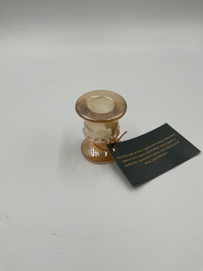 Peach Pink Glass Depression Glass Candle Holders