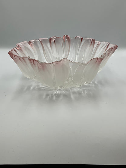 Vintage Mikasa Walther Pink Frosted Tulip Series Glass Bowl