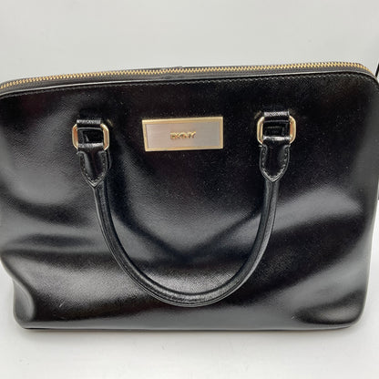 DKNY Shiny Saffiano Leather Black Satchel