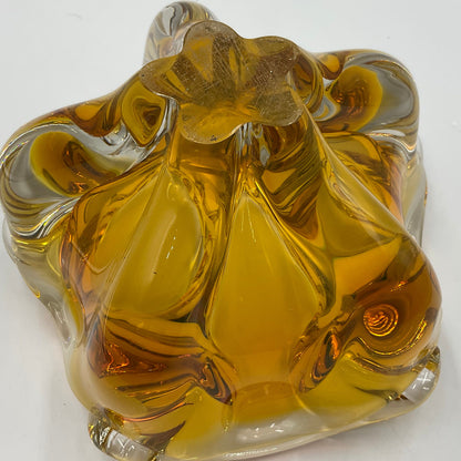 Josef Hospodka Vintage 1960s MCM Czech Sommerso Amber Art Glass