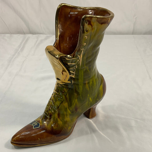 Cal-Style Ceramics Hand-Painted Porcelain Boot Collectible Planter Pot Indoor Outdoor Art Home Decor