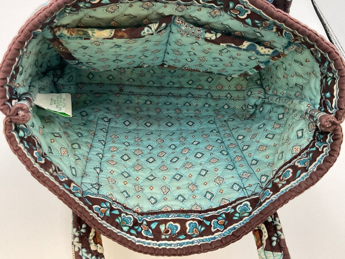 Vera Bradley Java Blue Quilted Tote Handbag w/ Checkbook Cover