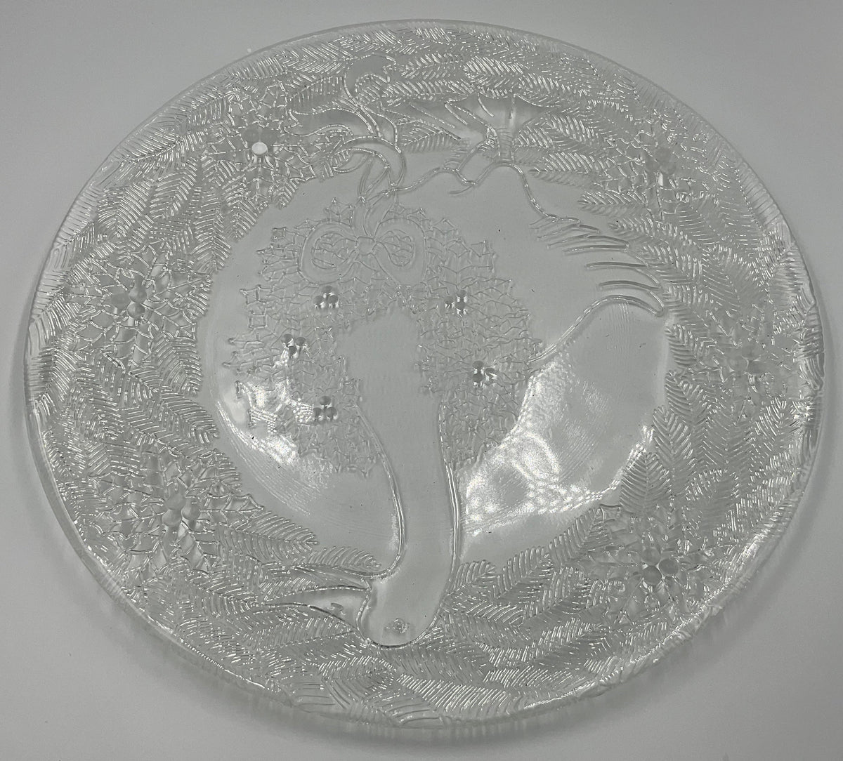 vintage clear pressed glass holiday serving platter