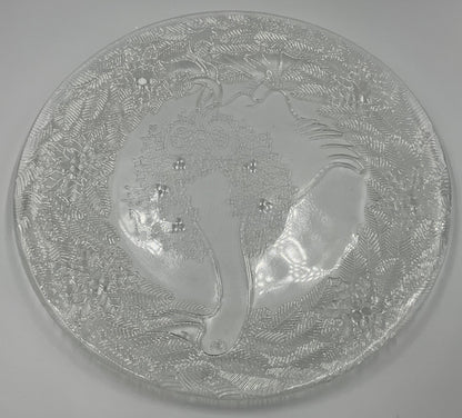 vintage clear pressed glass holiday serving platter