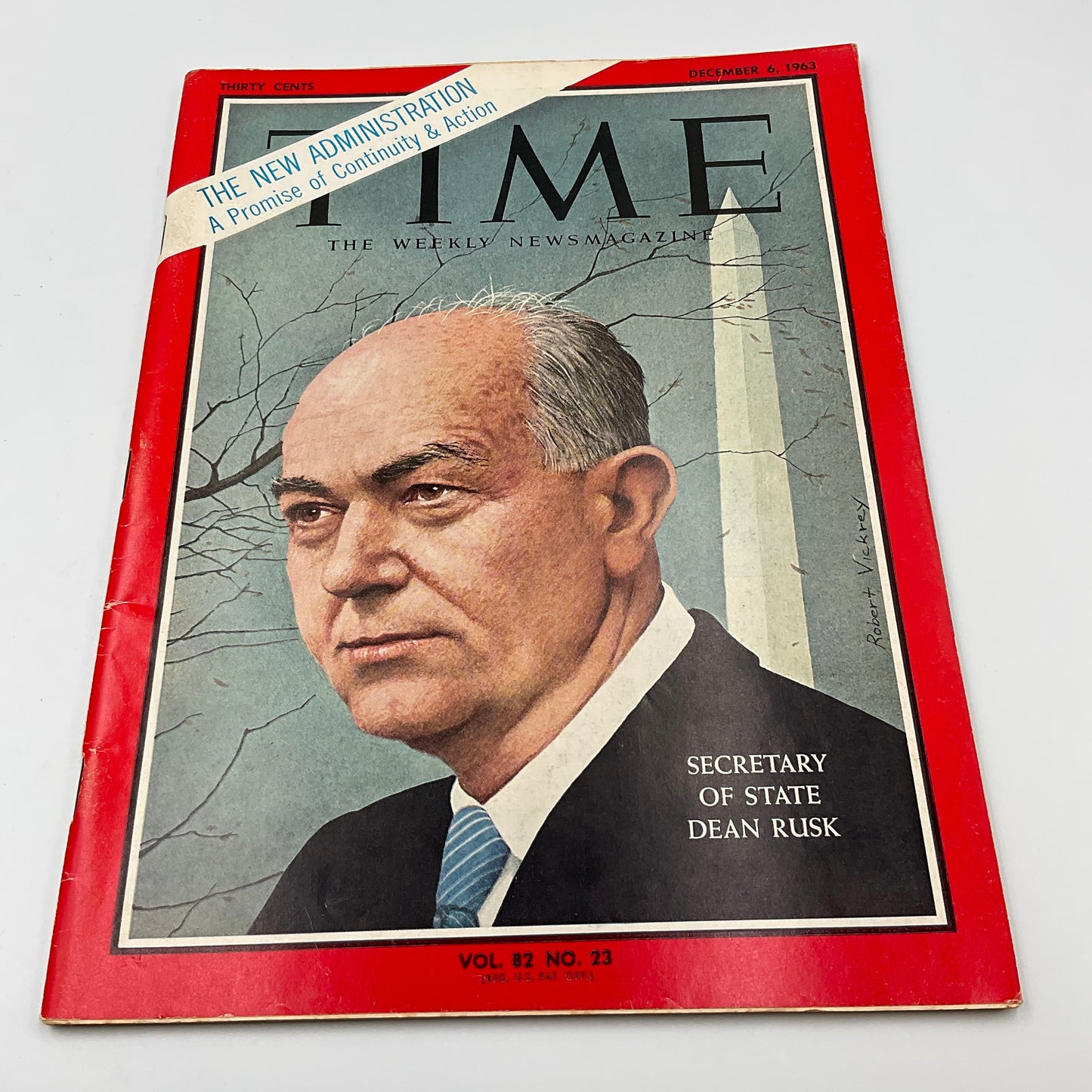Vintage Time Magazine 1963 December 6 Secretary Of State Dean Rusk- Vol 82 No.23