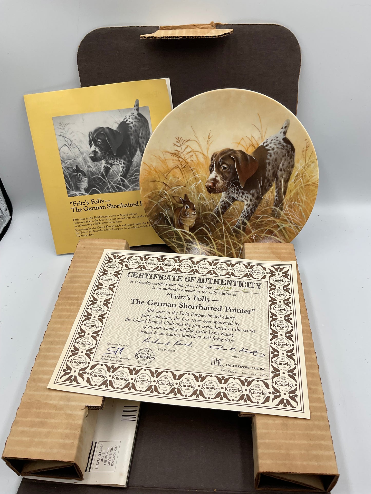 The Edwin M.Knowles China Co. “Fritz’s Folly-The German Shorthaired Pointer By Lynn Kaatz
