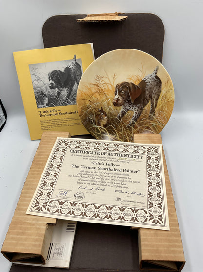 The Edwin M.Knowles China Co. “Fritz’s Folly-The German Shorthaired Pointer By Lynn Kaatz