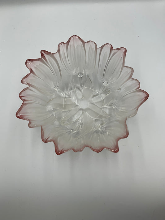 Vintage Mikasa Walther Pink Frosted Tulip Series Glass Bowl