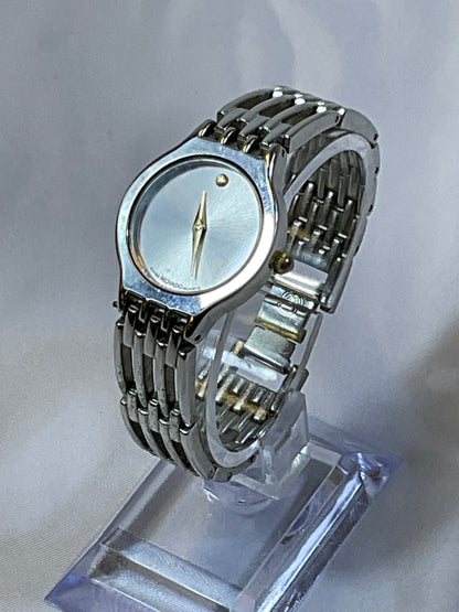 Movado 7777 Silvertone Women's Watch Goldtone Accents Pre-Owned