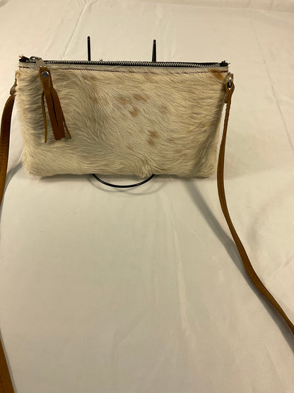 Wild Goose Cow Hide Crossbody Purse - Brown and white