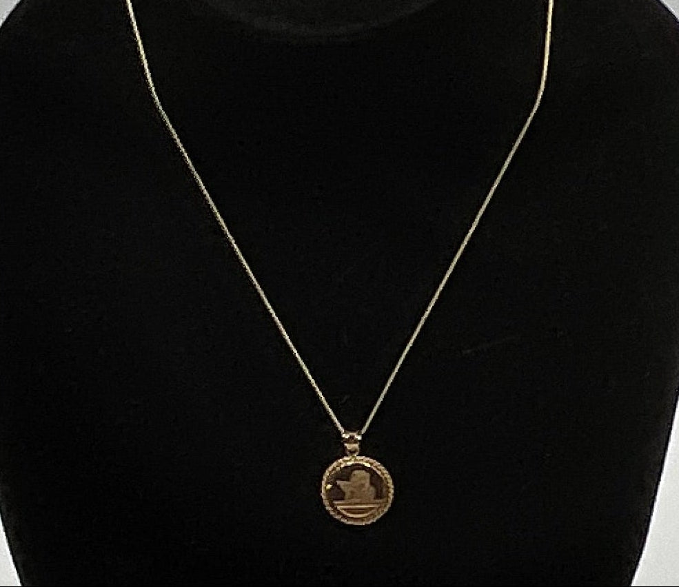 14K Gold Guardian Angel Cherub Pendant with 14K Gold Chain