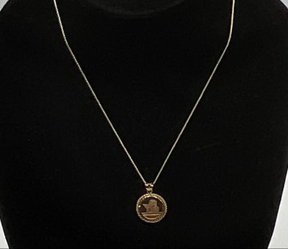 14K Gold Guardian Angel Cherub Pendant with 14K Gold Chain
