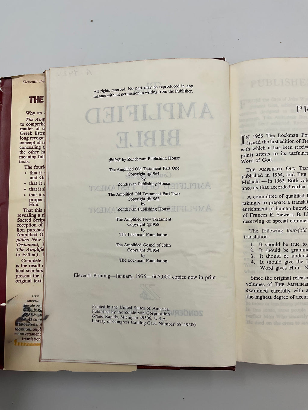 1975 Amplified Bible Hardcover 11th Printing Zondervan