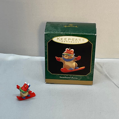 1997 Hallmark Keepsake Vintage  Miniature Ornament "Snowboard Bunny"