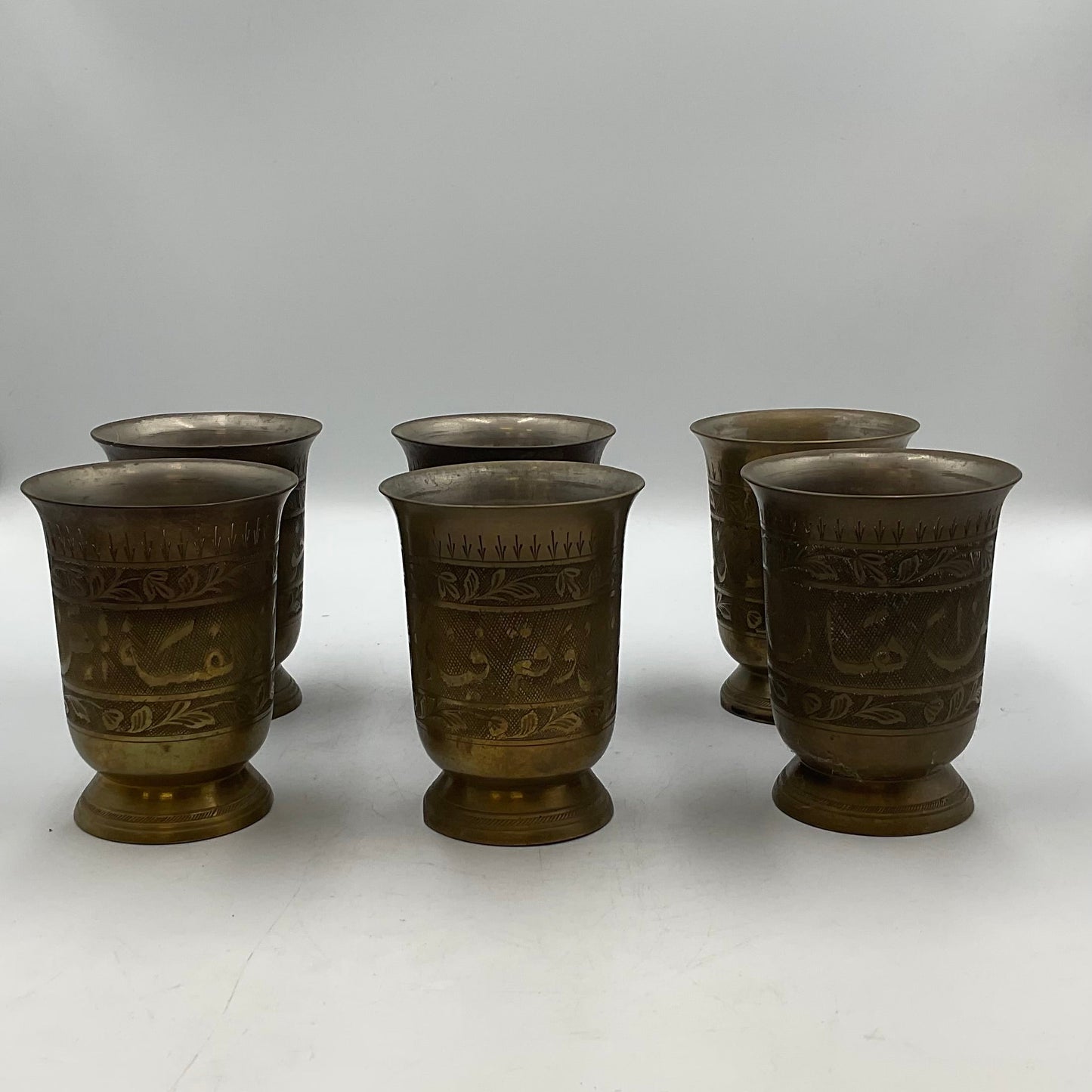 Brass Drinking Tumblers Vintage Made in India Set of 6
