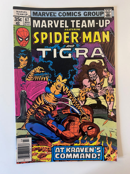 Marvel Team-Up Spider-Man & Tigra #67 At Kraven's Command Vintage 1978 Marvel Comic Book