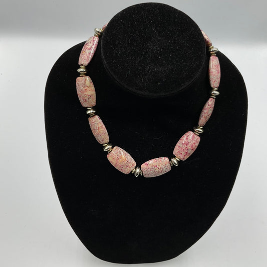Pink Stone Bead Necklace