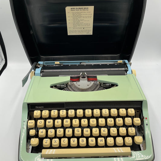 Vintage Sears Manual Portable Typewriter Pastel Green