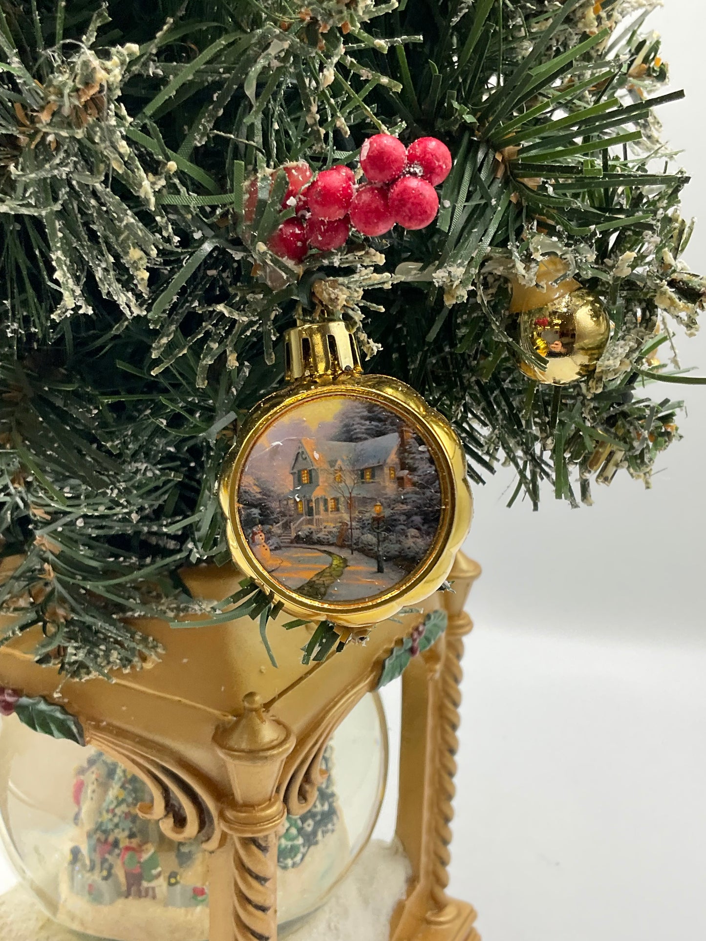 Thomas Kincaid Illuminated Musical Snow Globe Tabletop Christmas Tree