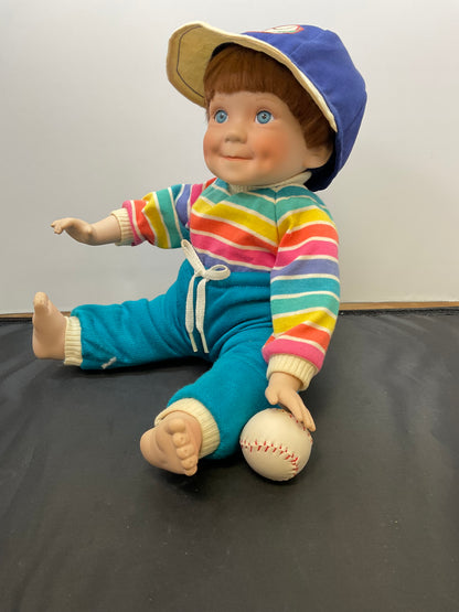 Danbury Mint Porcelain Christopher Baseball Doll by Elke Hutchens With Original Box