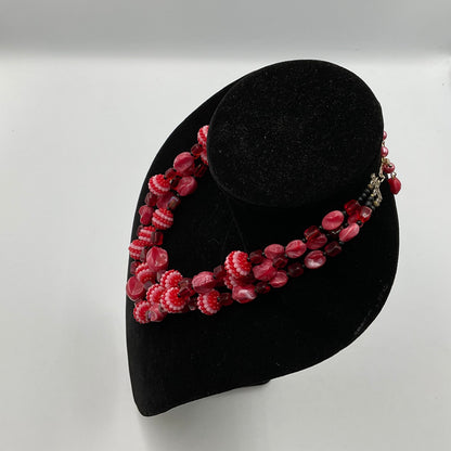 Red & Pink Bead Stone Necklace