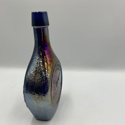Vintage Wheaton “Great American Series”Blue Iridescent Carnival Glass Bottle