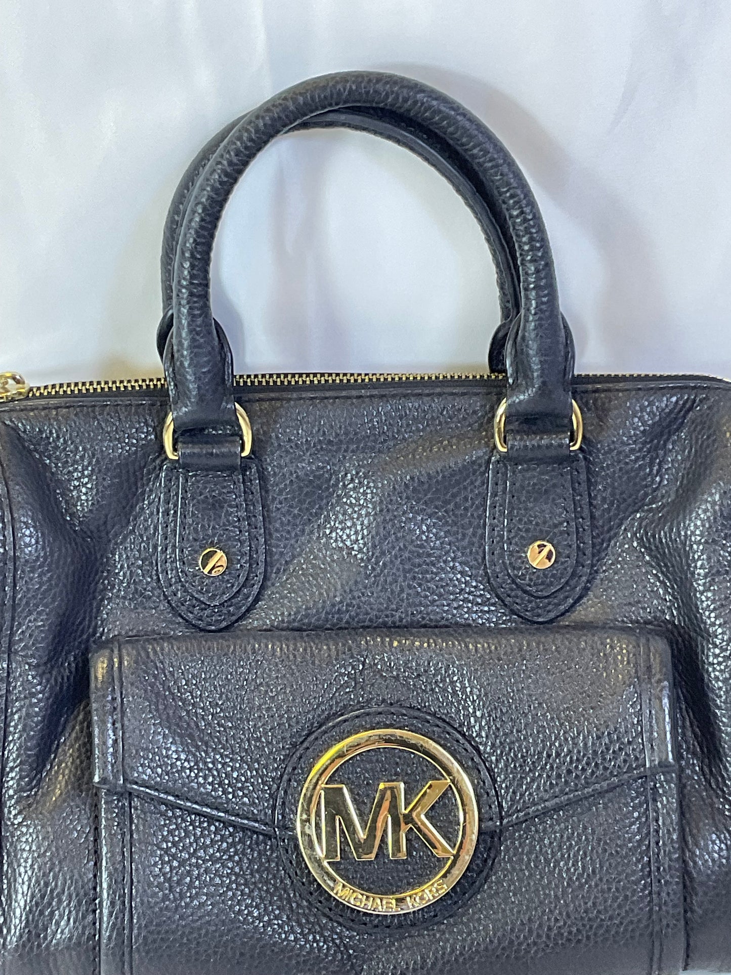 Michael Kors Margo Black Leather Shoulder Satchel Messenger Handbag