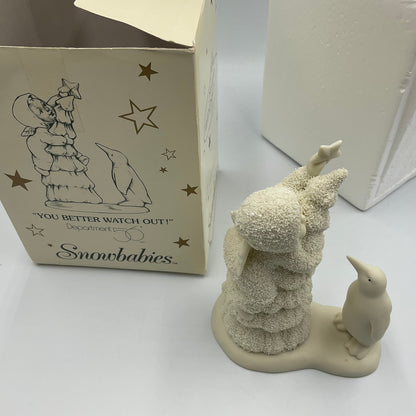 Department 56 Snowbabies You  Better Watch Out Penguin Tree Figurine w/ Box