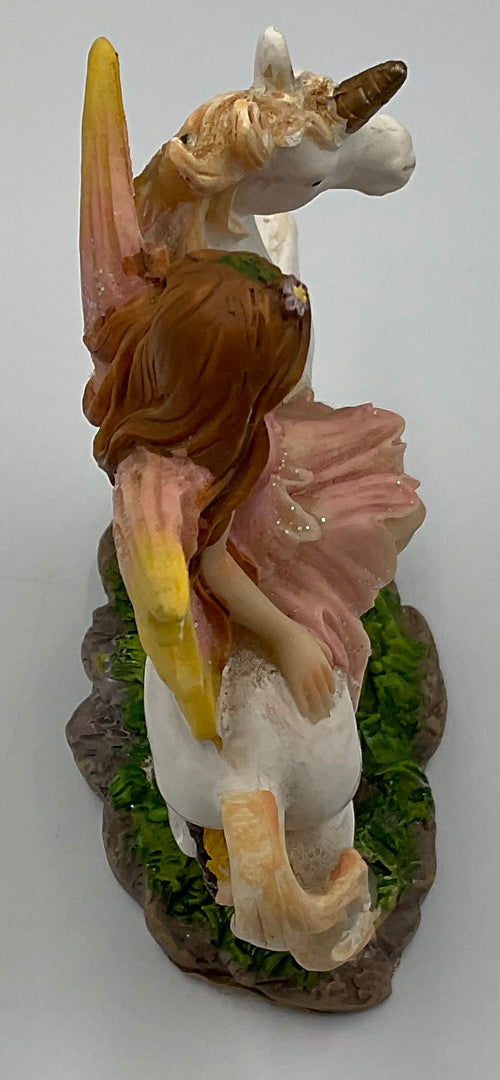 Vintage Greenbrier Hand- Painted polystone Unicorn and Fairy with Wings figurine