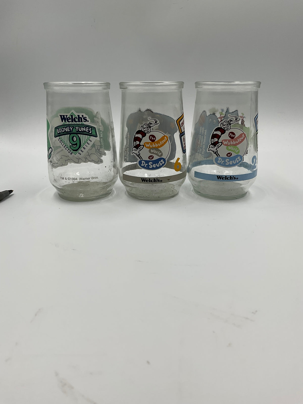 Vintage Welch’s Character Jelly Jar  Collectable Drinking Glasses Lot of 3