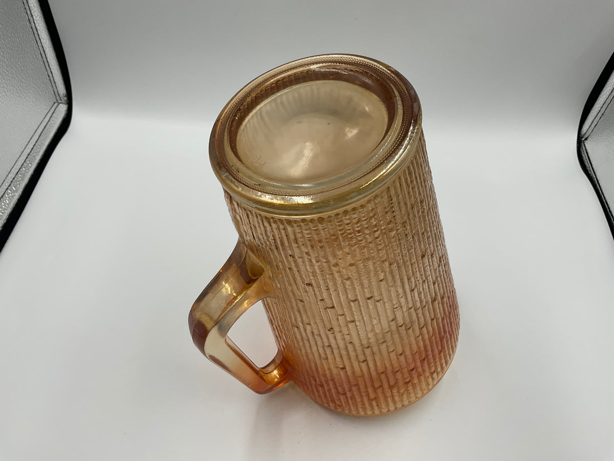 Vintage Jeannette Glass Company “Tree Bark” Marigold Carnival Glass Pitcher