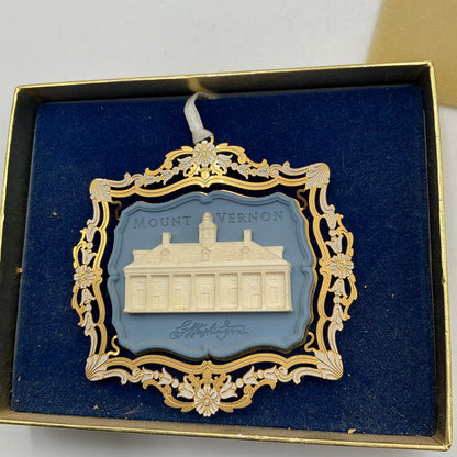 2001 Commemorative Ornament East View Of Mount Vernon In Box