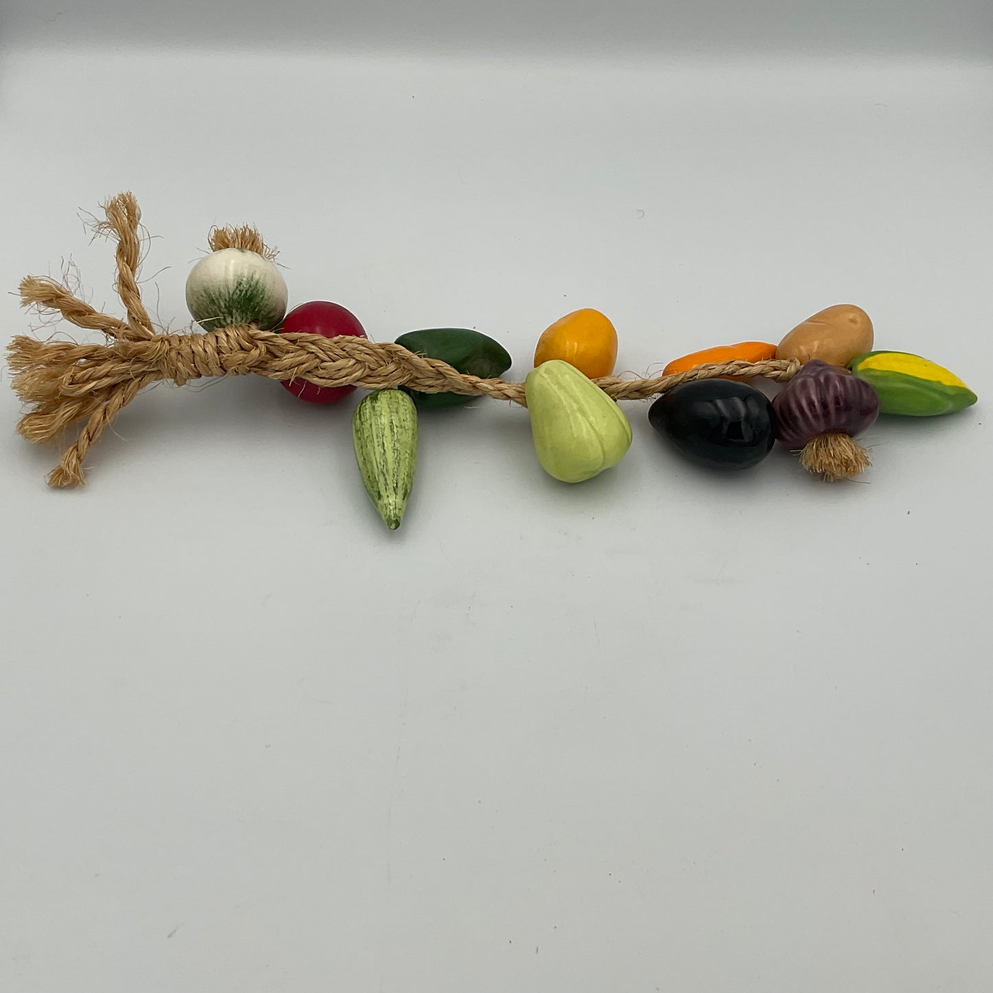 Pair Ceramic Fruit Vegetable on Jute Braid